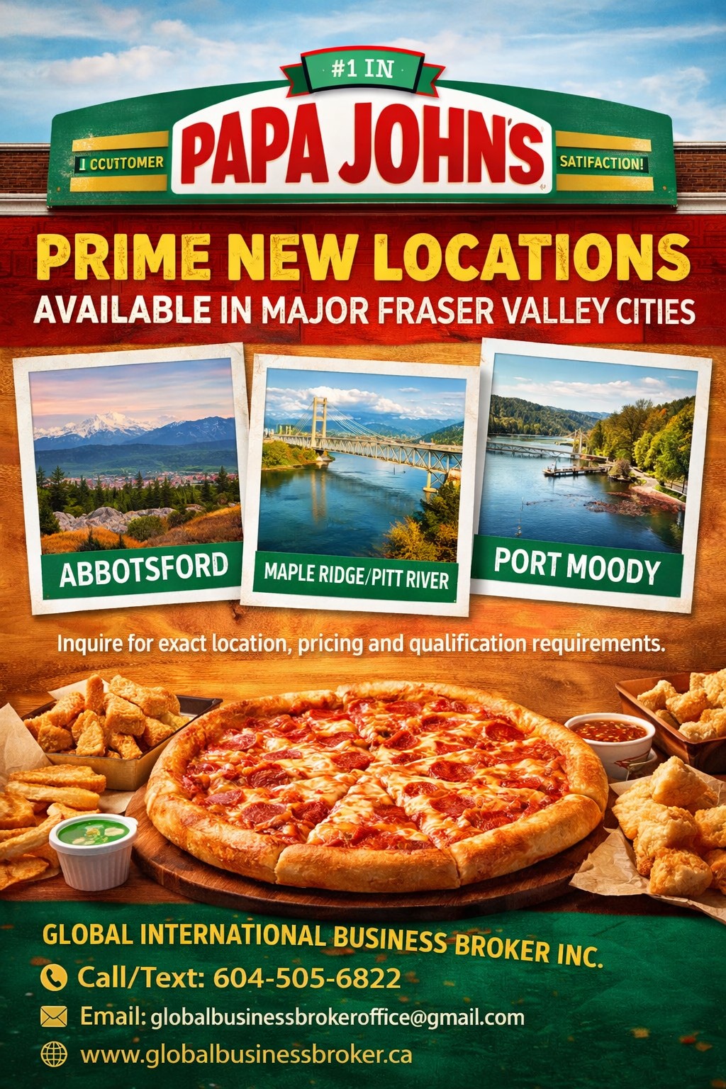 Papa John’s – Prime New Franchise Locations Now Available in the Fraser Valley 